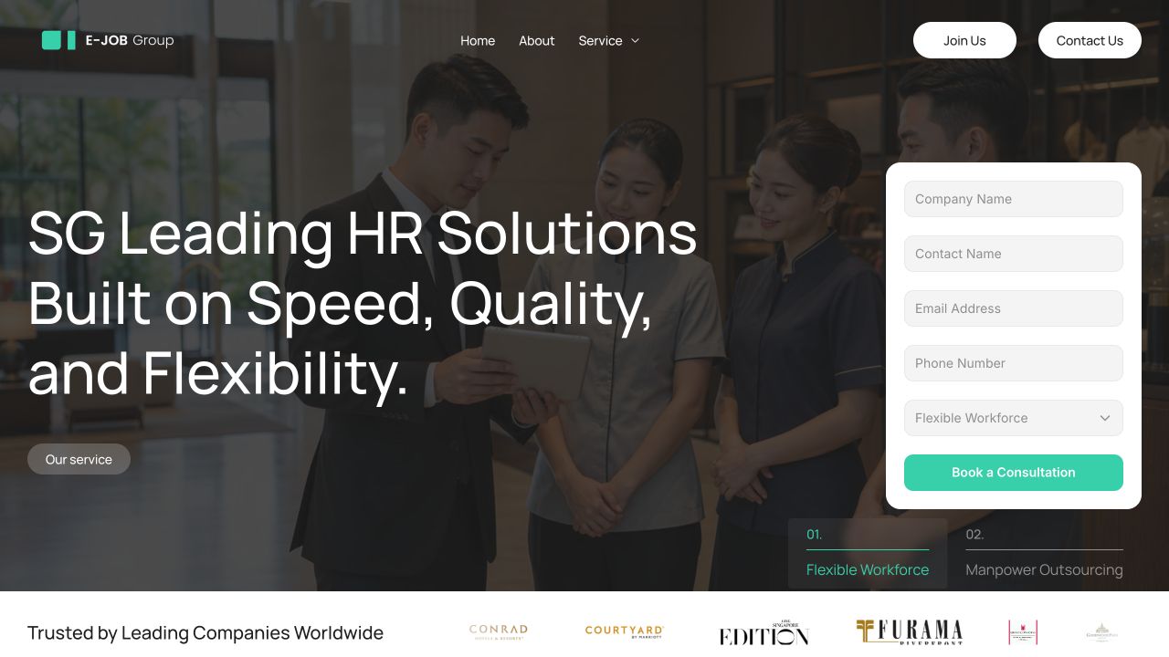 E-Job corporate website built in Framer