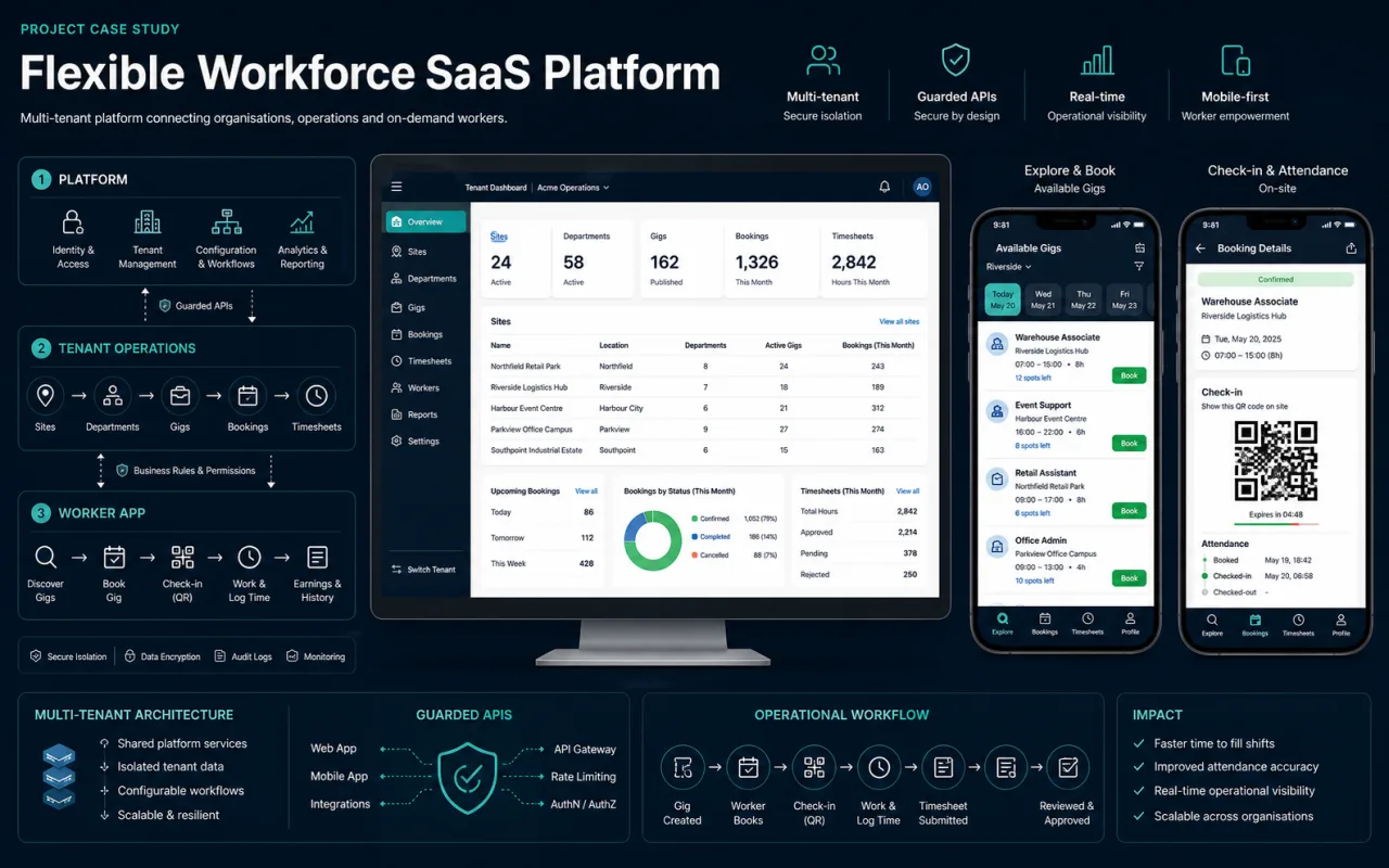Multi-tenant flexible workforce SaaS platform