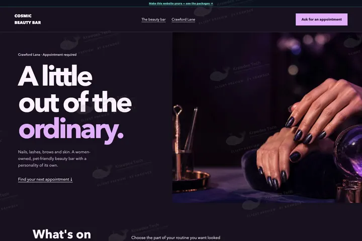Cosmic Beauty Bar SG website preview