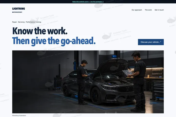 Lightning Motorsport website preview