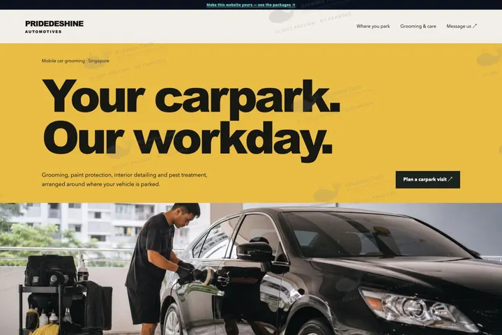 PrideDeShine AutoMotives website preview