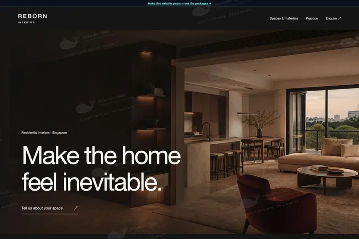 Reborn Interior Pte. Ltd. website preview