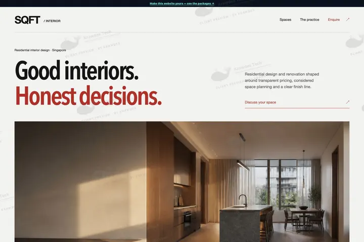 Sqft Interior Pte Ltd website preview
