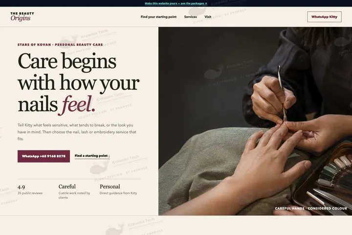 The Beauty Origins website preview
