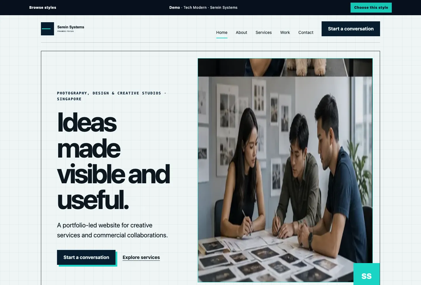 Serein Systems Framed Focus website preview