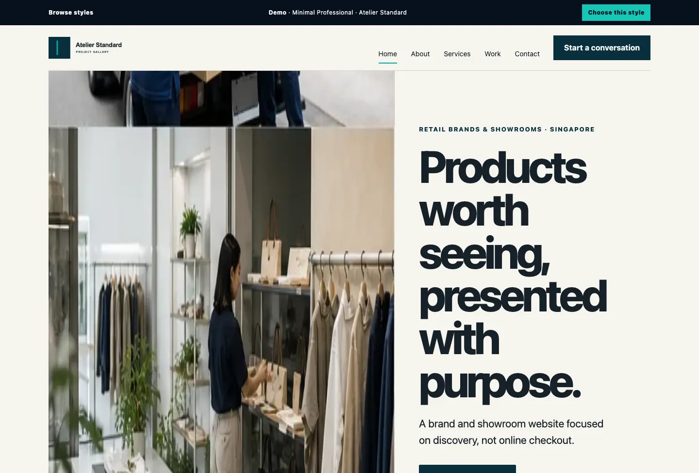 Atelier Standard Project Gallery website preview