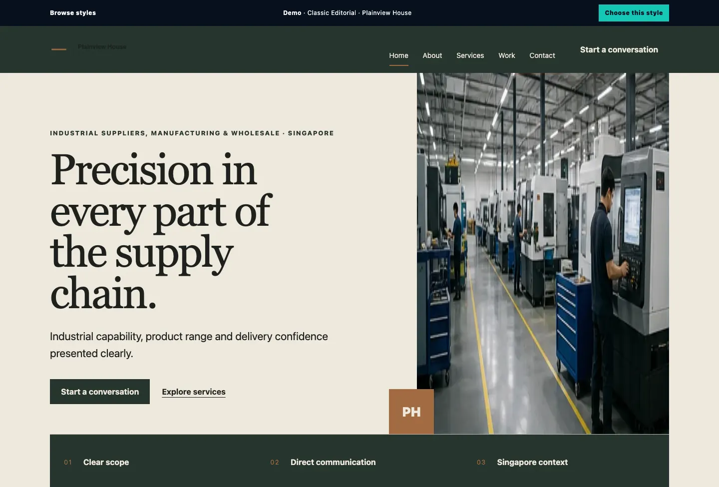 Plainview House Modular Grid website preview
