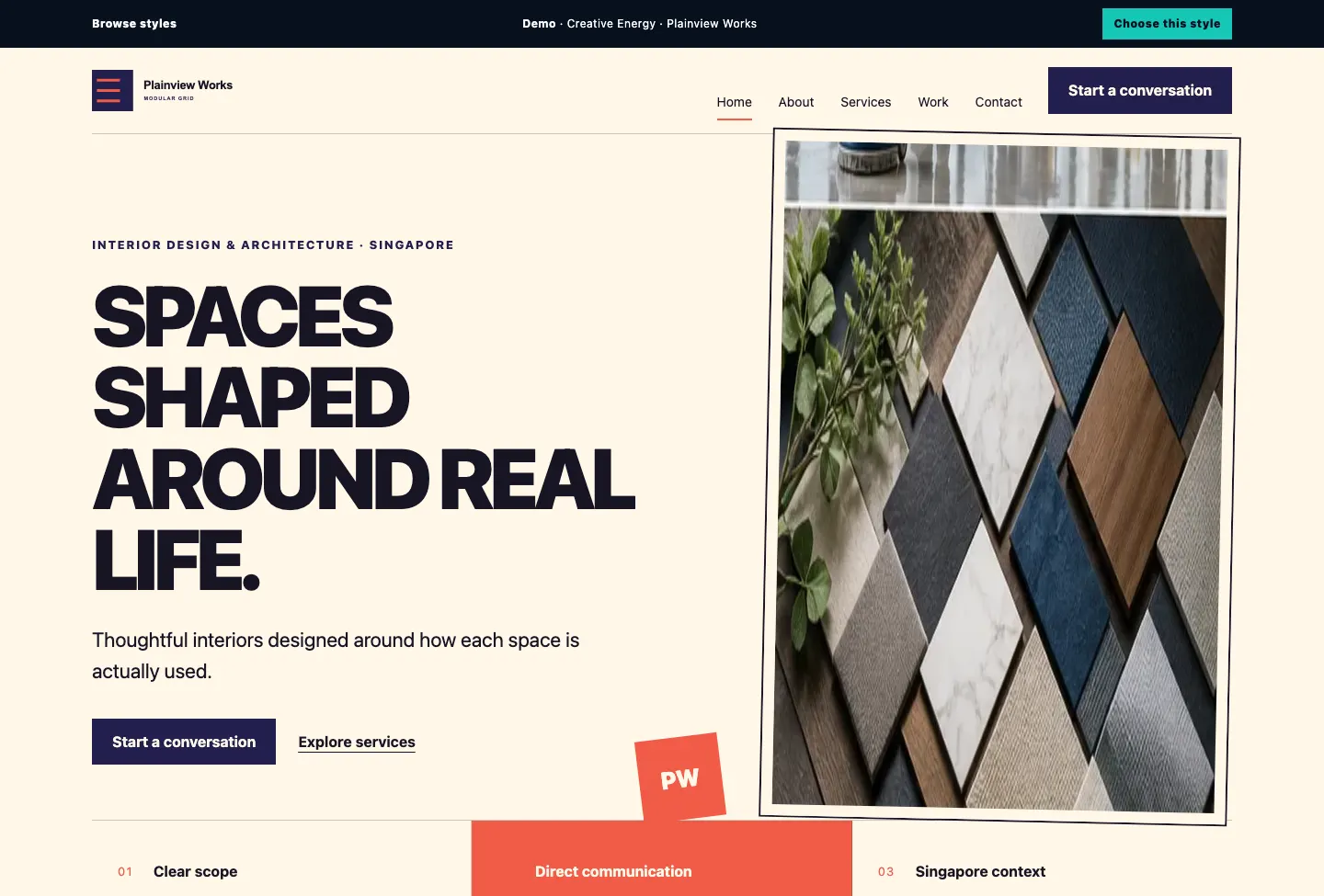 Plainview Works Modular Grid website preview