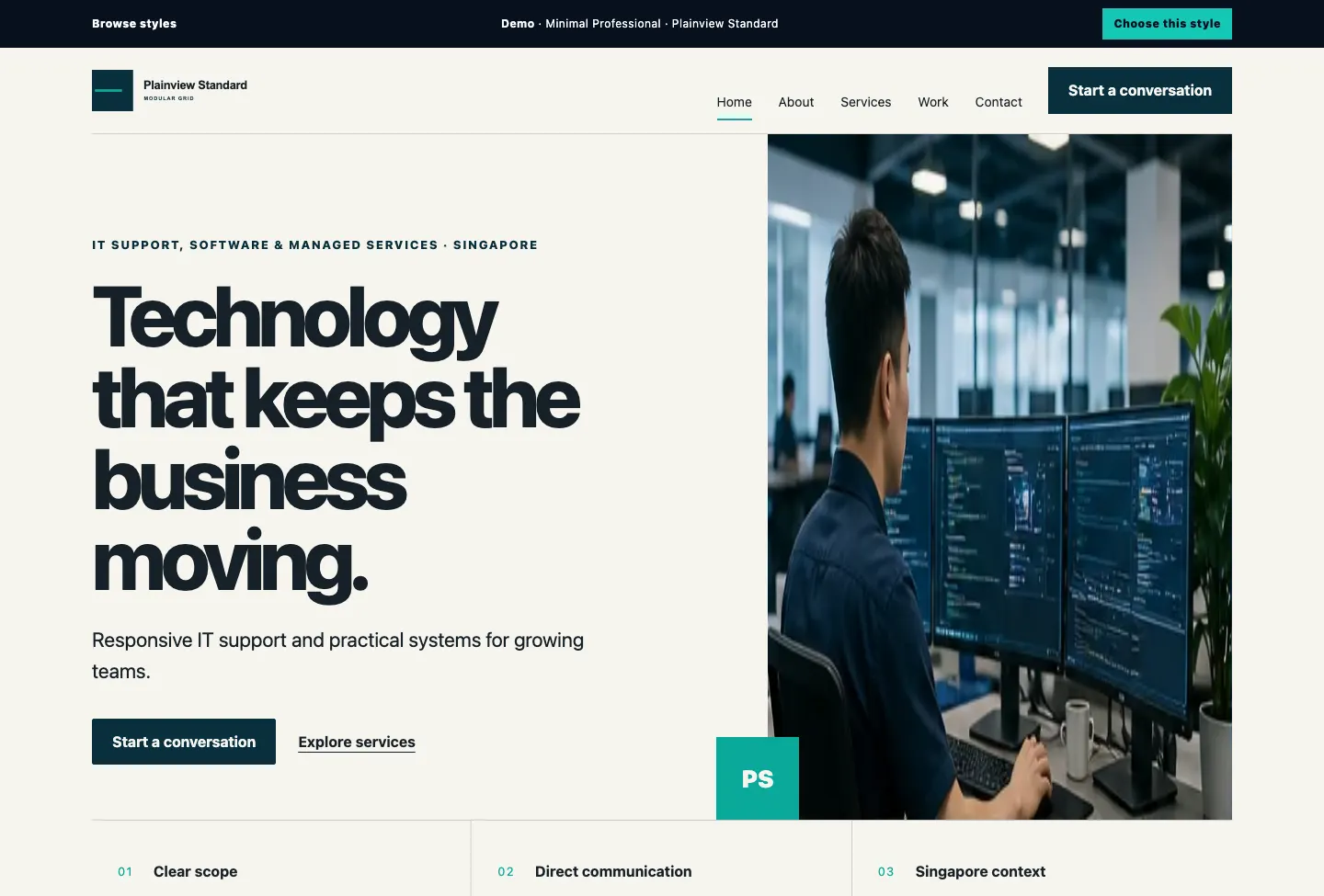 Plainview Standard Modular Grid website preview