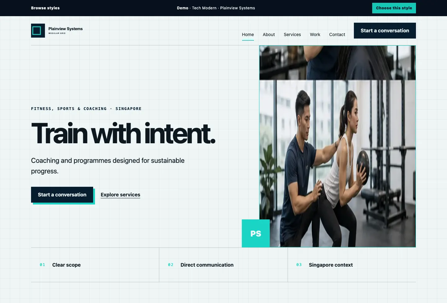 Plainview Systems Modular Grid website preview
