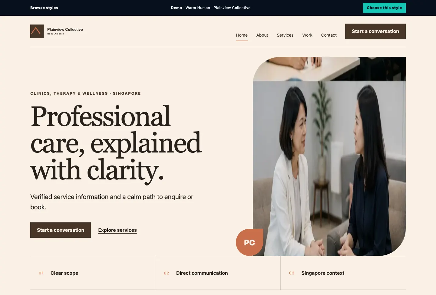 Plainview Collective Modular Grid website preview