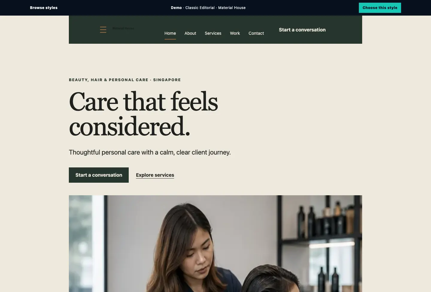 Material House Journal Flow website preview