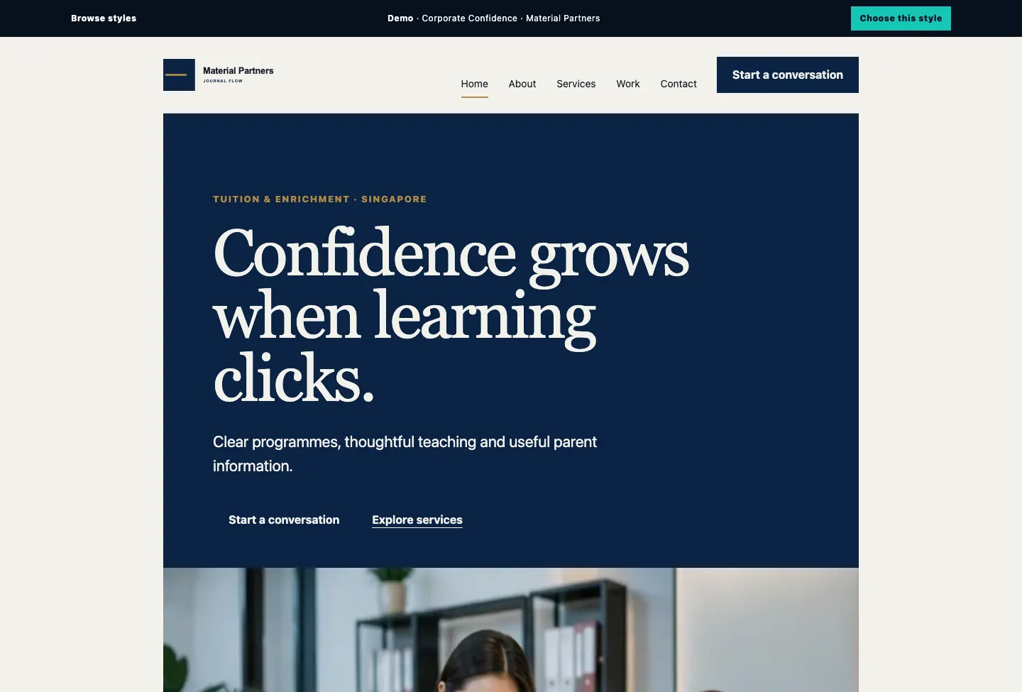 Material Partners Journal Flow website preview