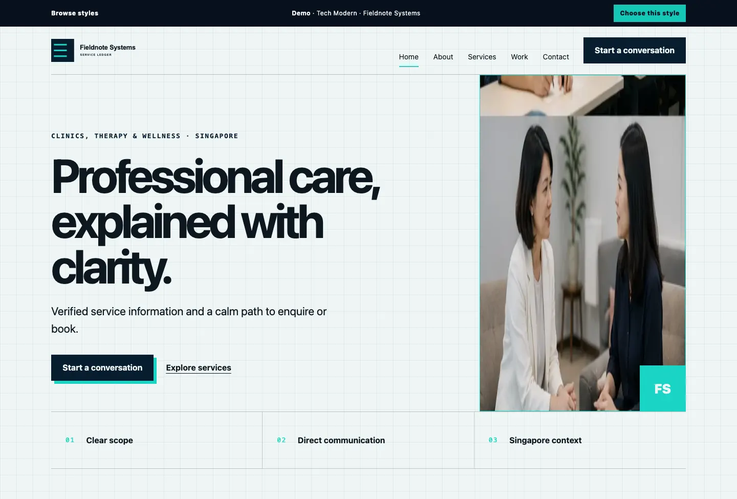 Fieldnote Systems Service Ledger website preview