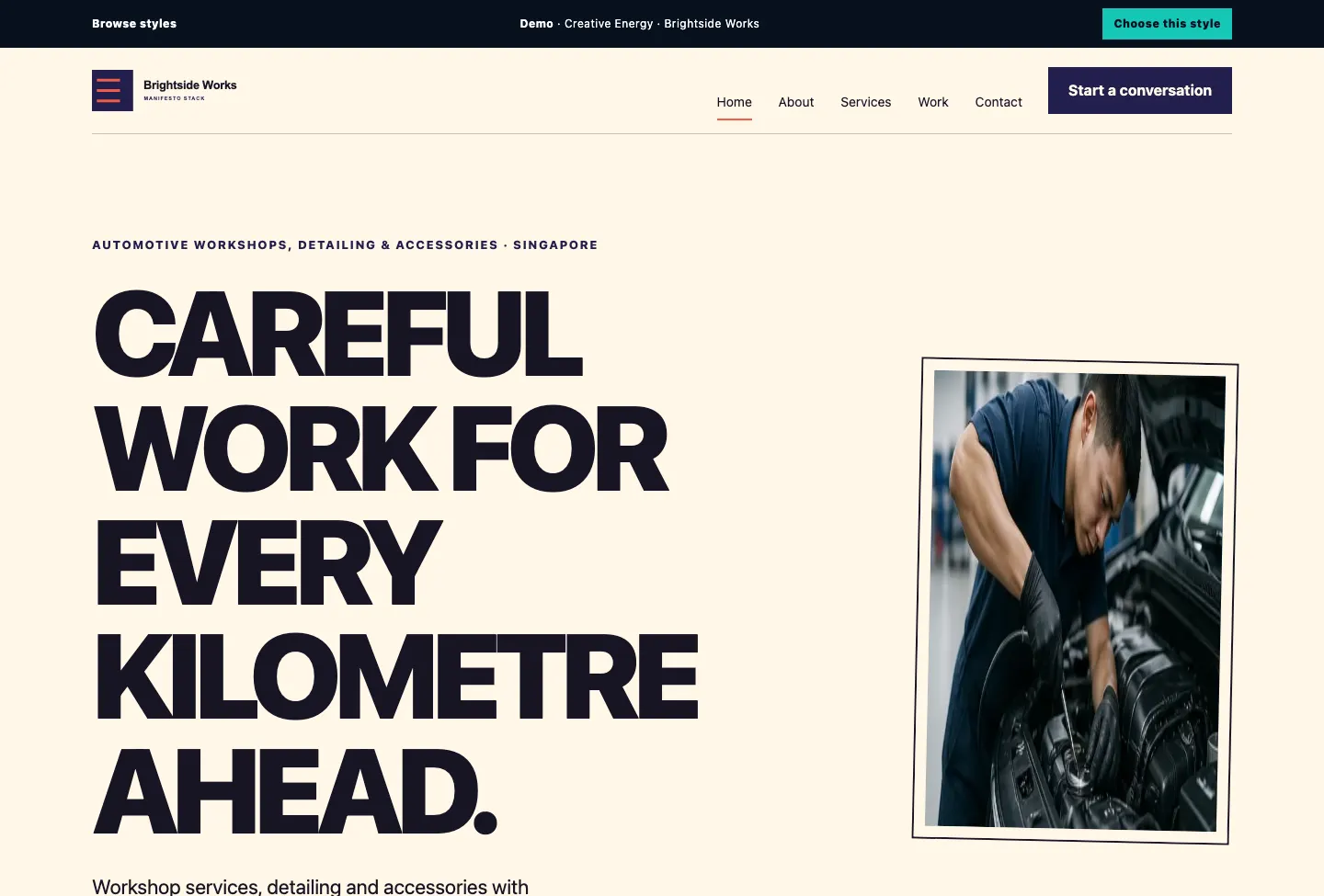 Brightside Works Manifesto Stack website preview