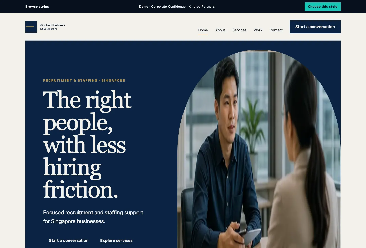Kindred Partners Human Narrative website preview
