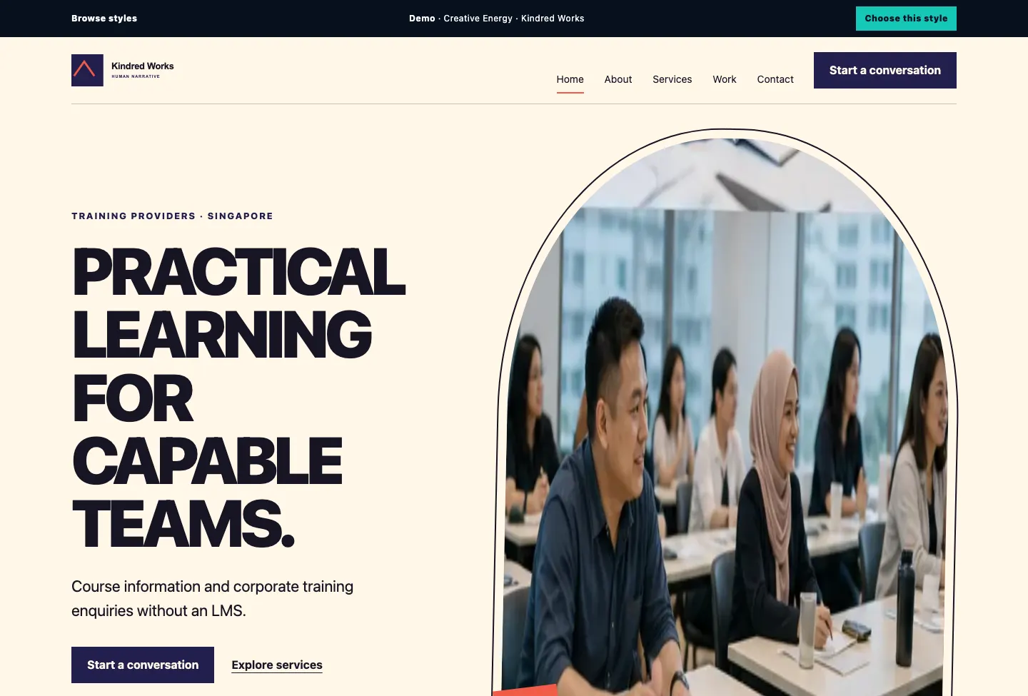 Kindred Works Human Narrative website preview