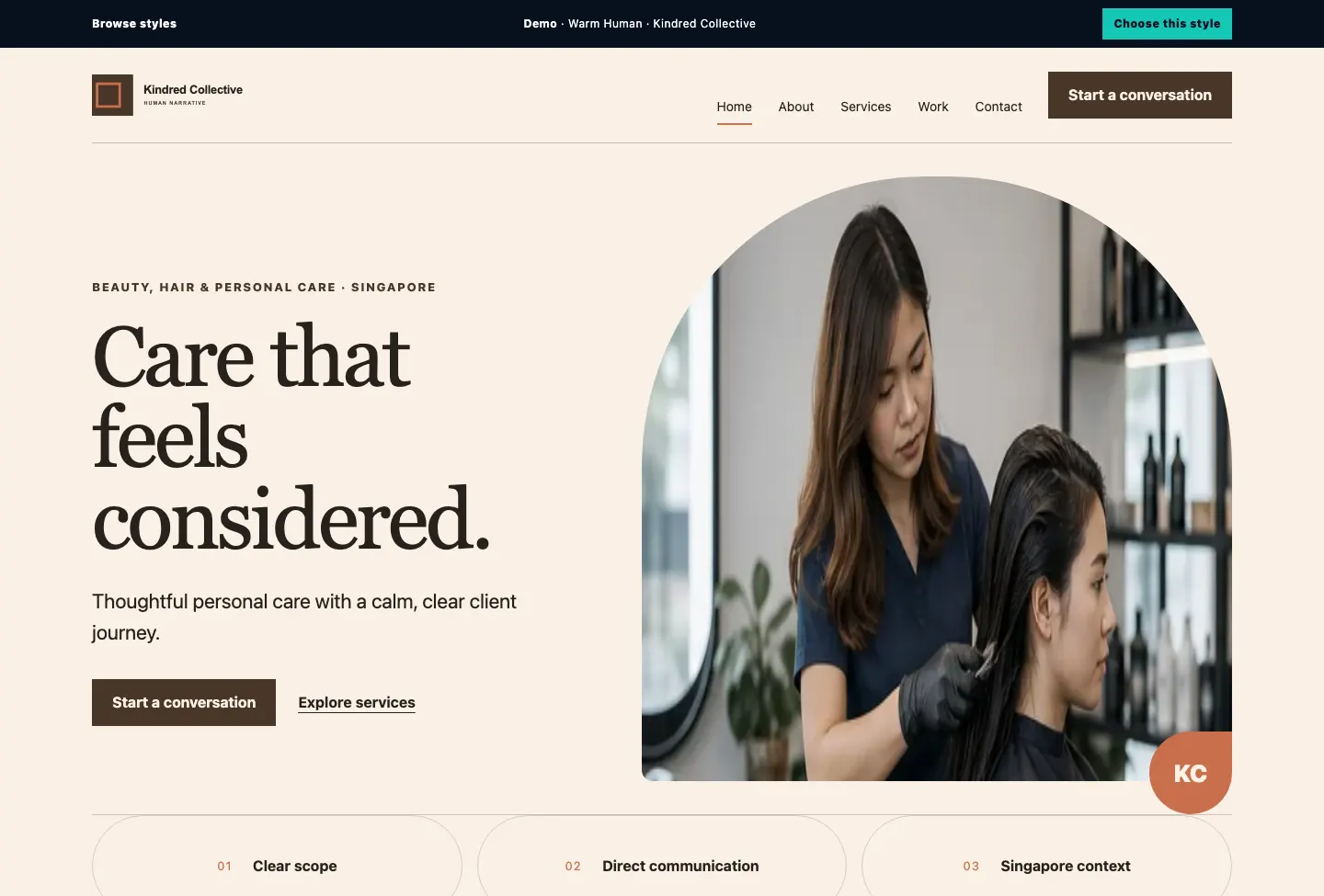 Kindred Collective Human Narrative website preview
