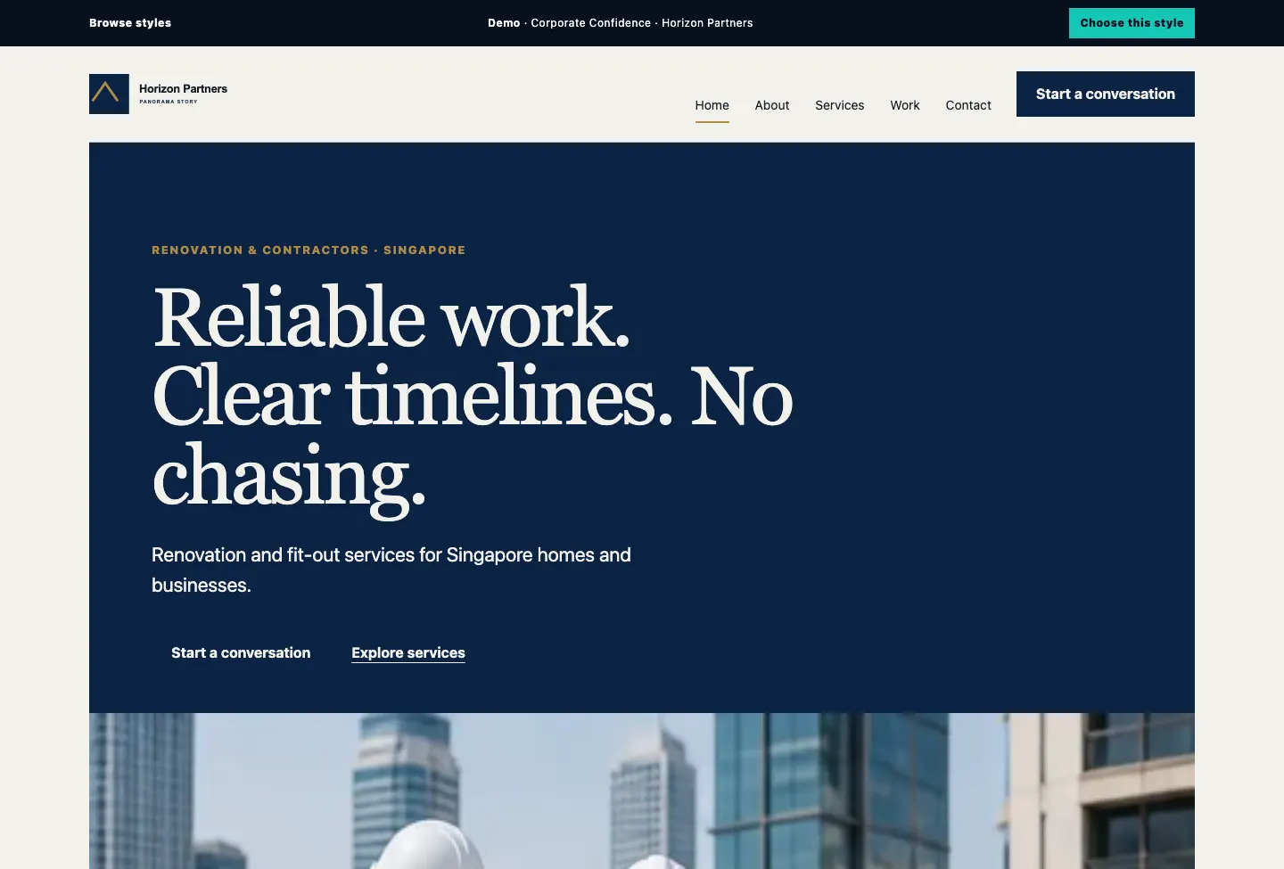 Horizon Partners Panorama Story website preview