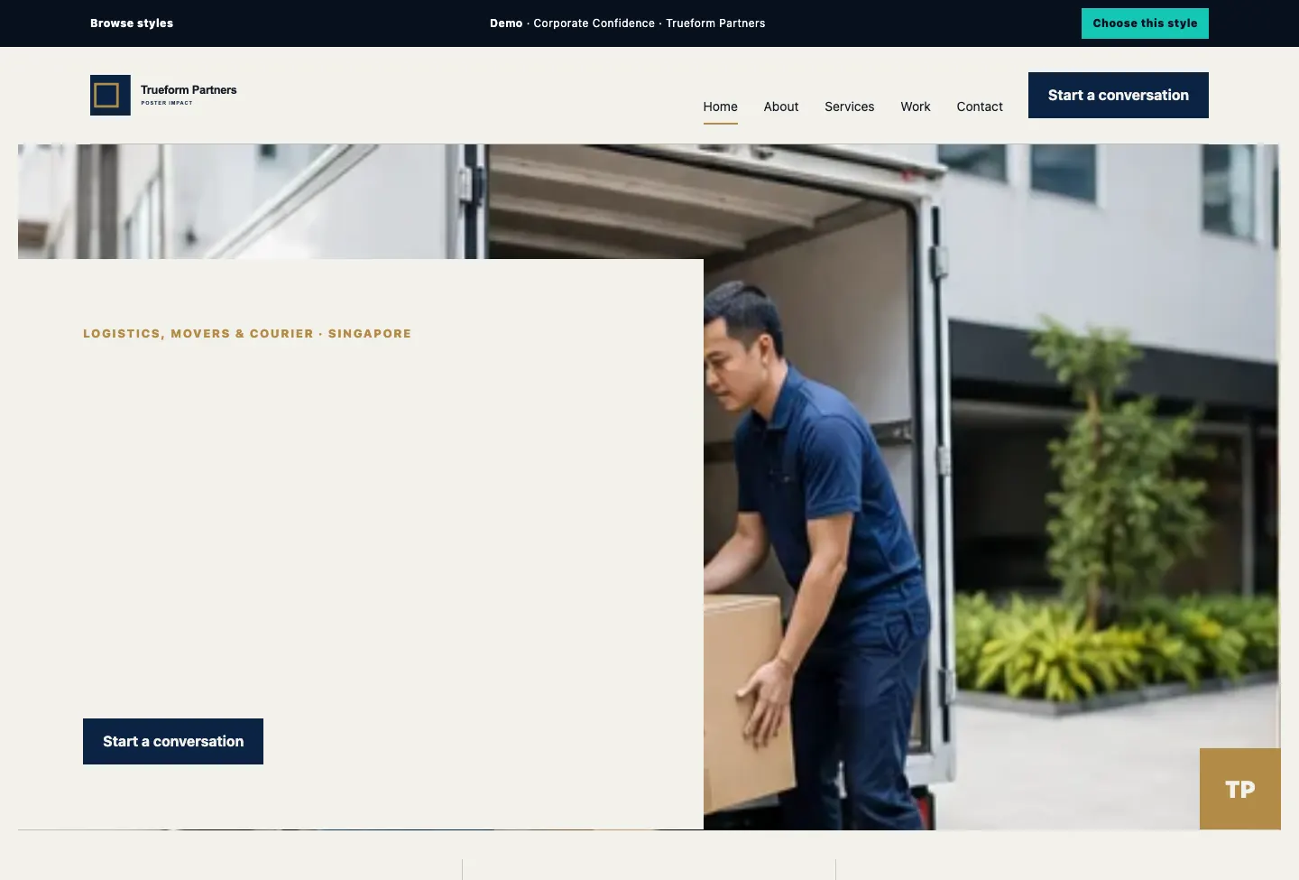 Trueform Partners Poster Impact website preview