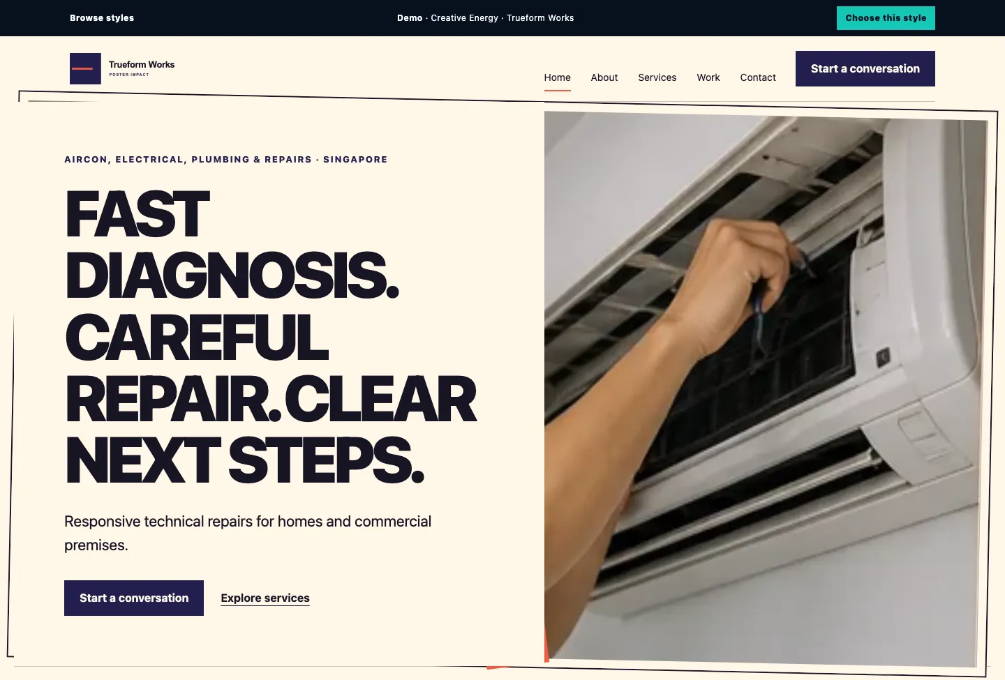 Trueform Works Poster Impact website preview