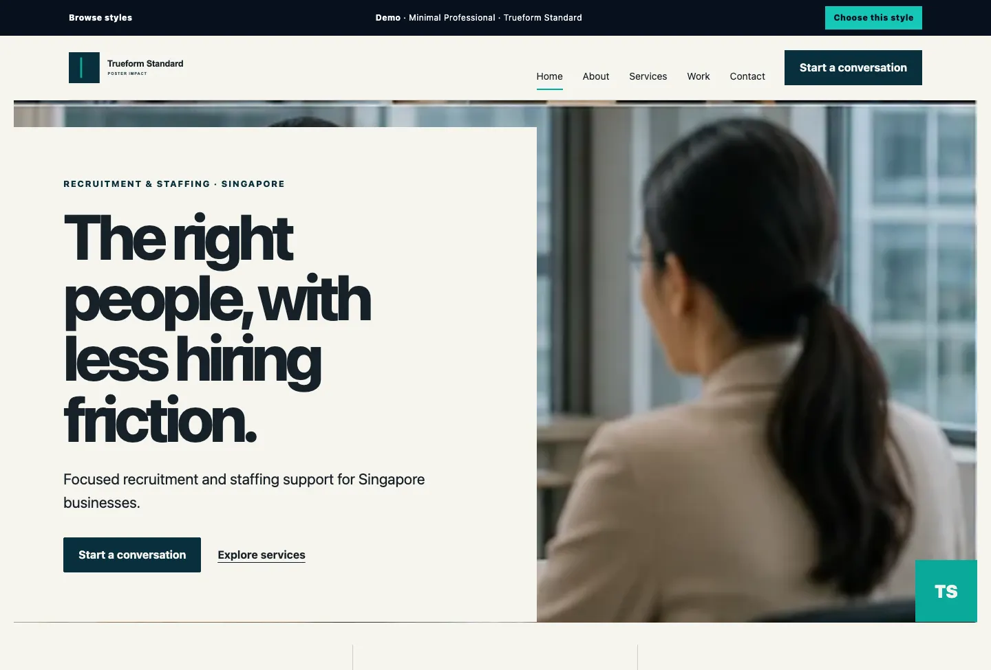 Trueform Standard Poster Impact website preview