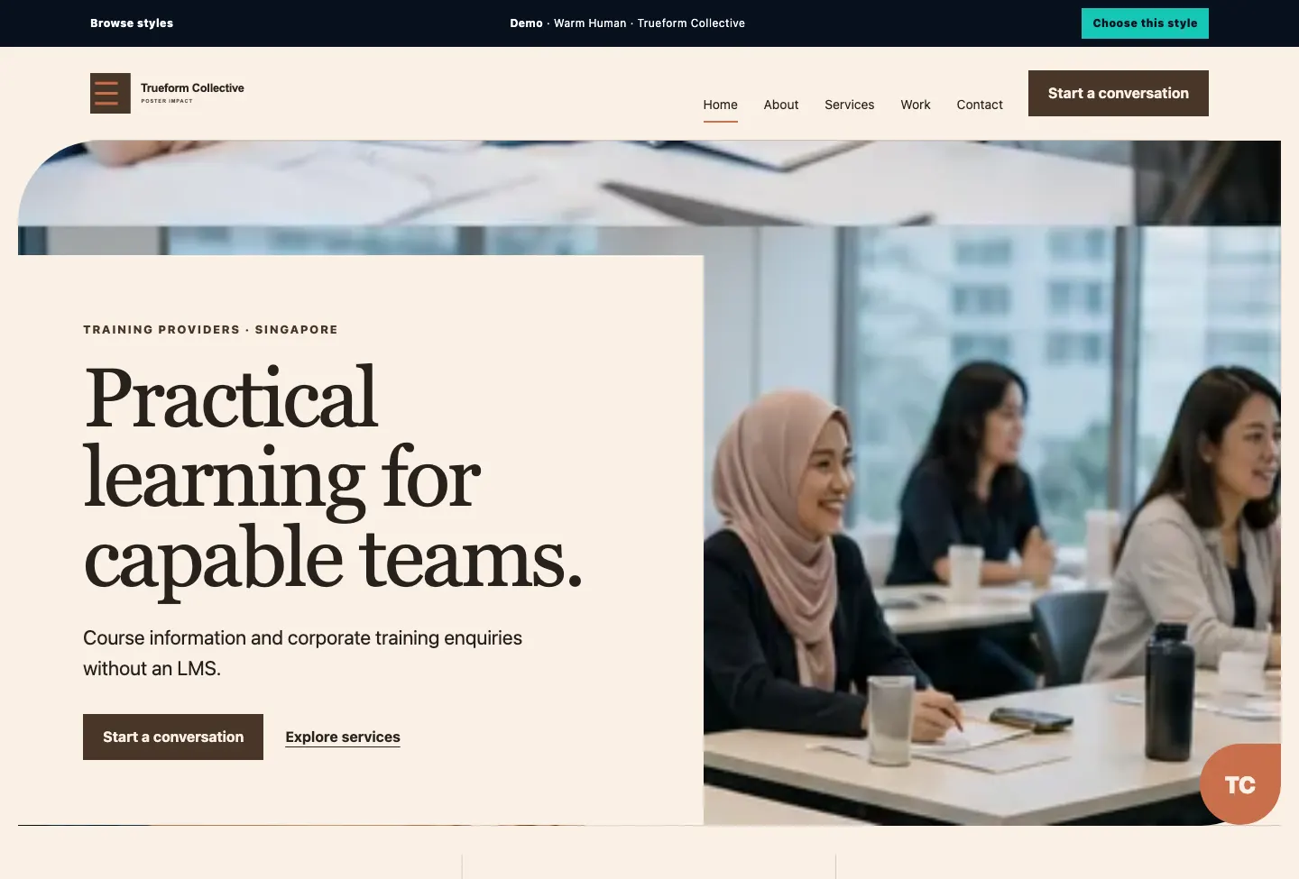 Trueform Collective Poster Impact website preview