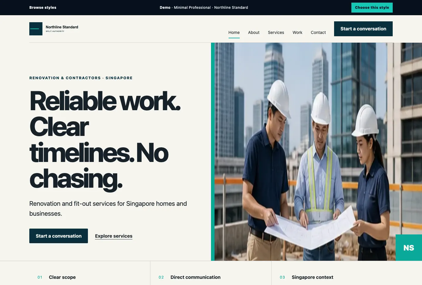 Northline Standard Split Authority website preview
