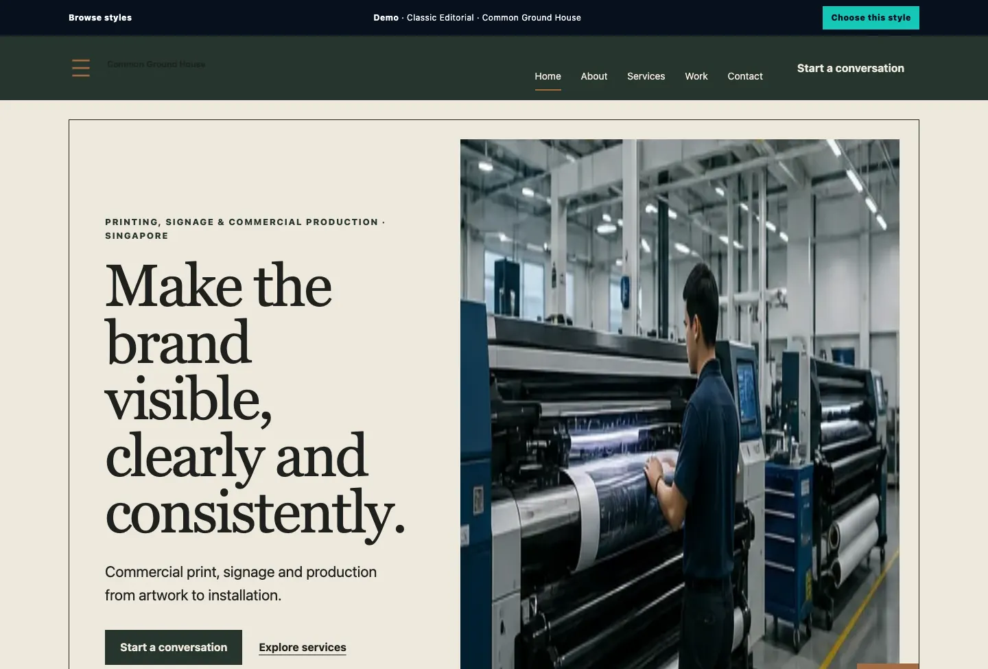 Common Ground House Studio Canvas website preview
