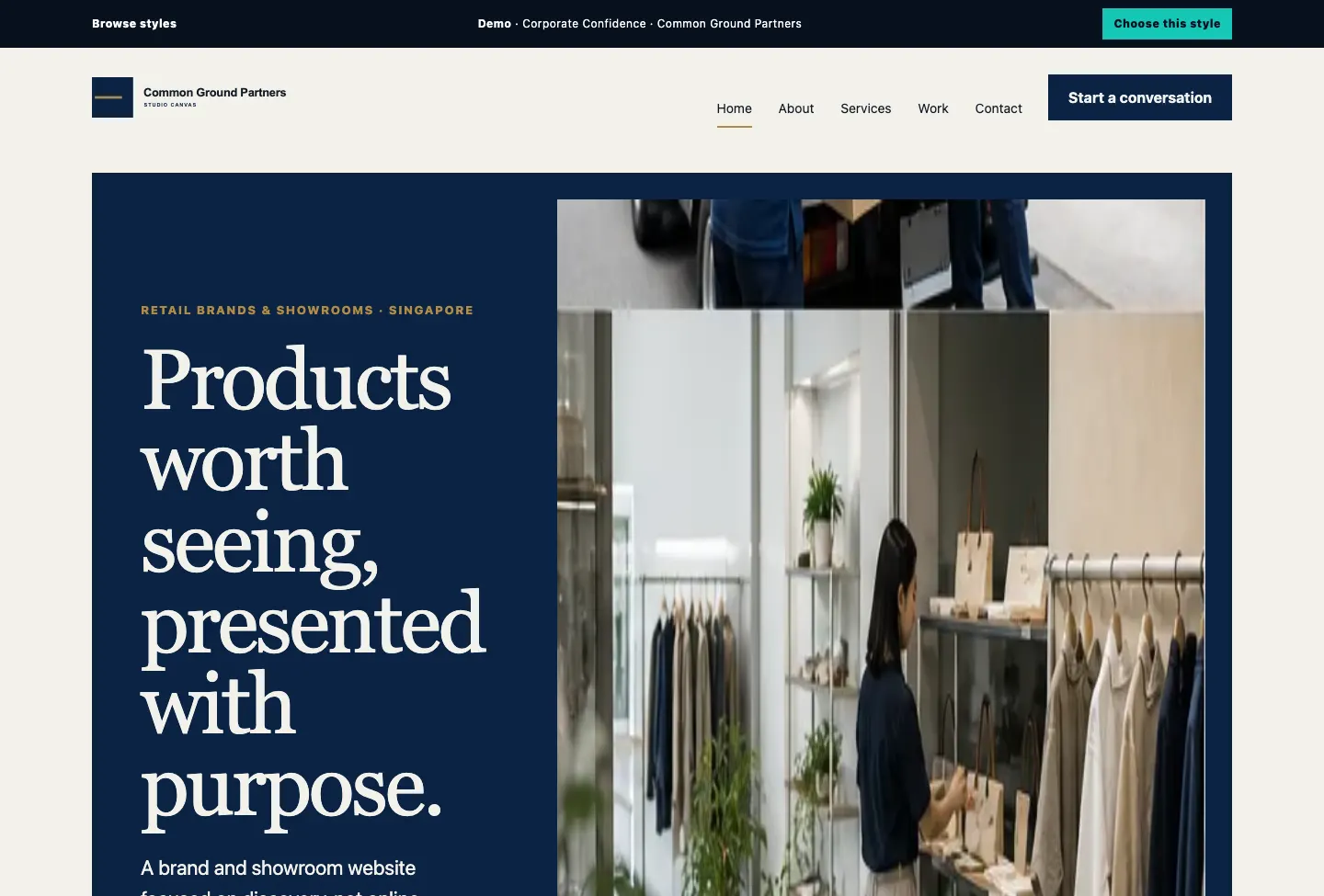 Common Ground Partners Studio Canvas website preview