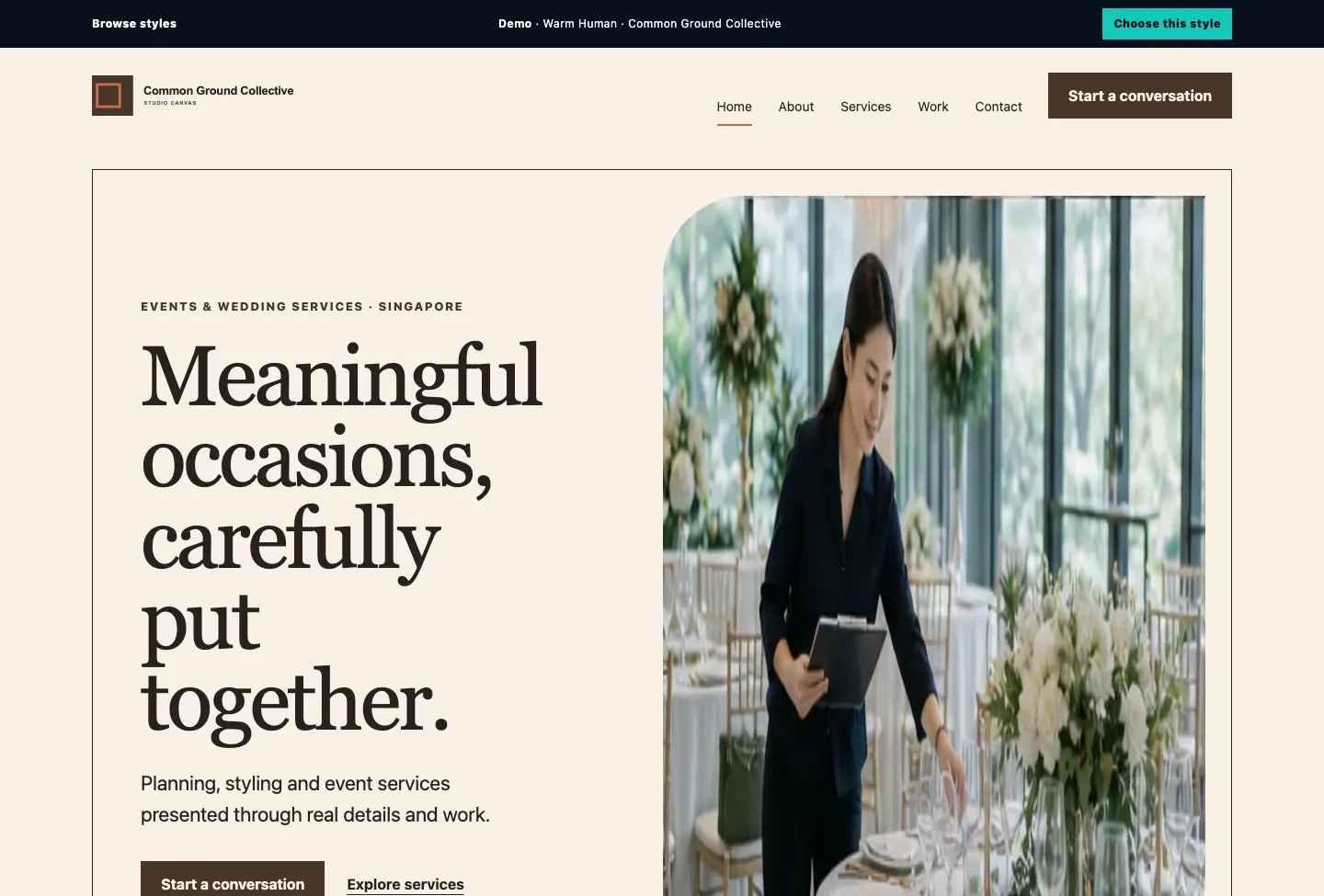 Common Ground Collective Studio Canvas website preview