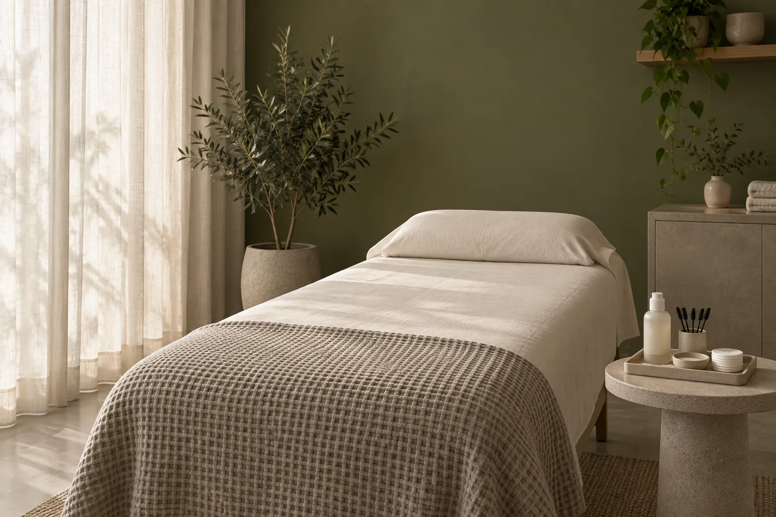 Illustrative softly lit lash studio consultation