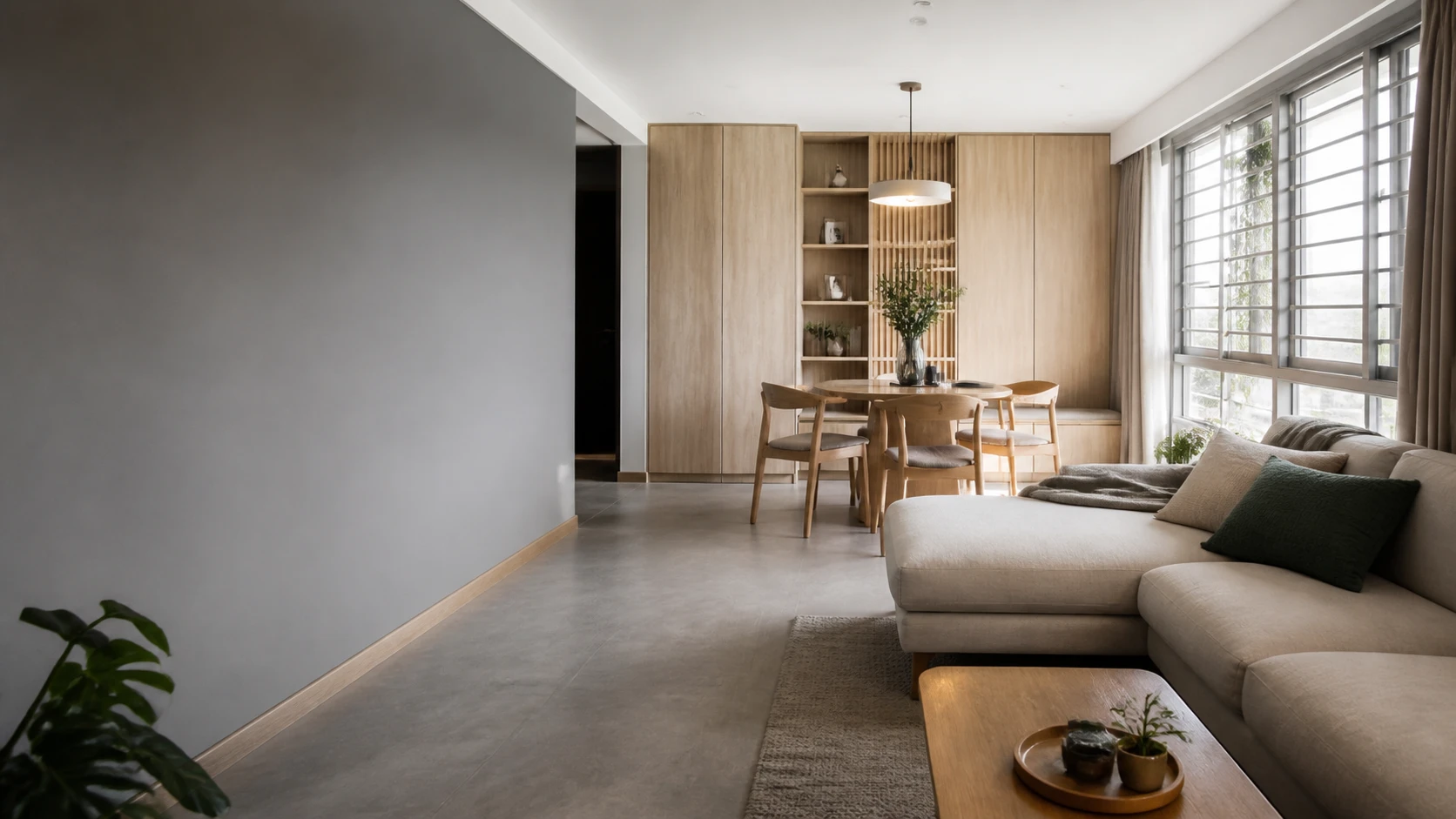Renovation inspiration: a light-filled living and dining room with timber cabinetry