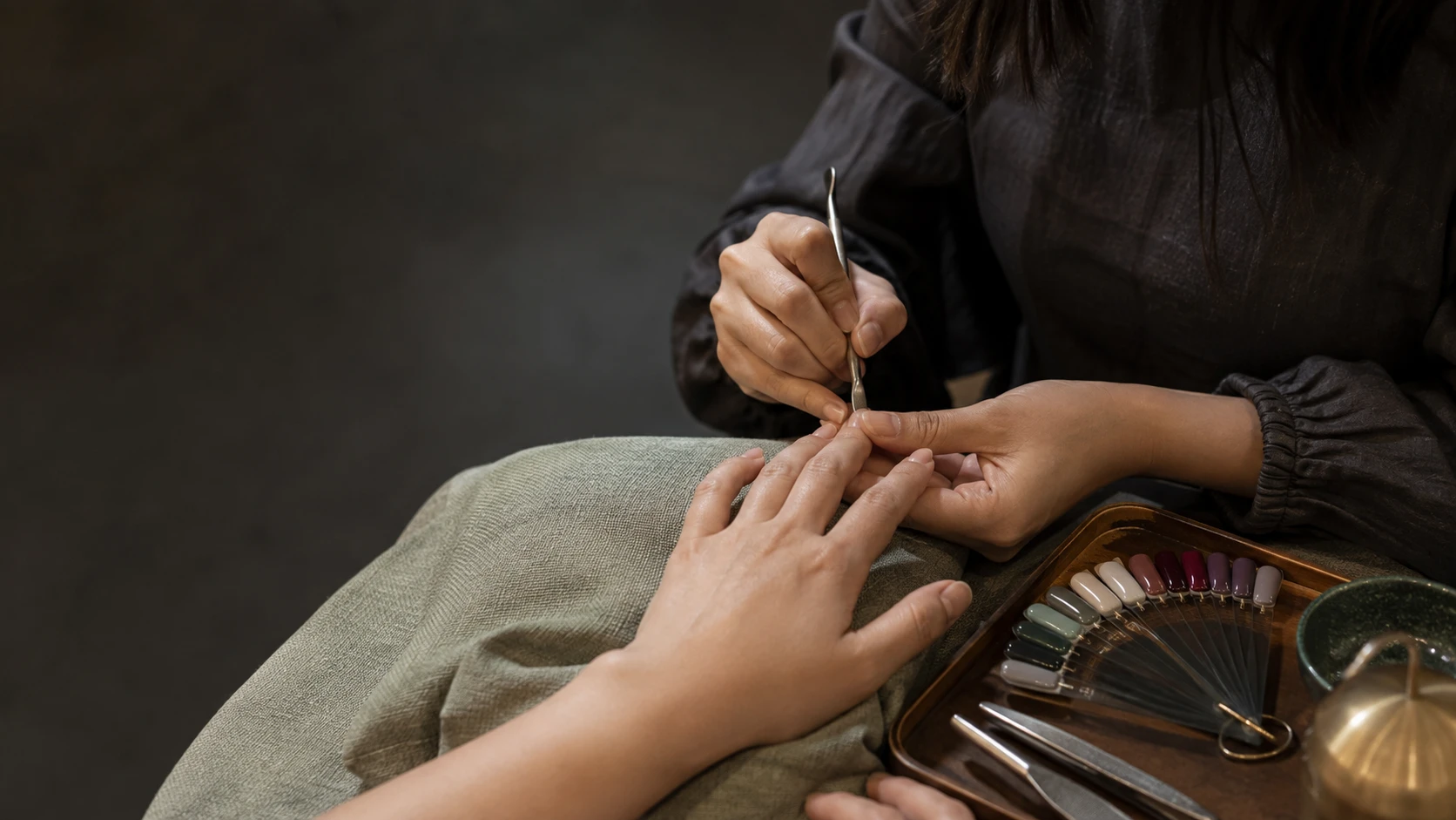 Illustrative manicure care and colour selection